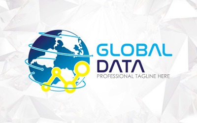 Design de logotipo de dados globais abstratos do mundo - identidade de marca