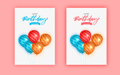 Gelukkige verjaardag gefeliciteerd bannerontwerp met balloonss en feestvakantieconcept