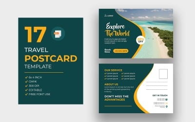 Modernt paket för vykort för resor Tour