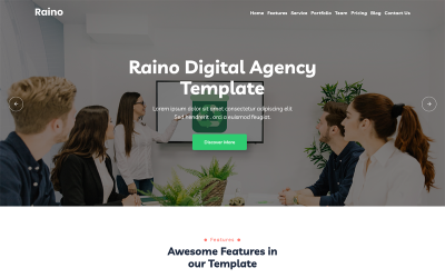 Raino - Modèle de page de destination React pour agence numérique