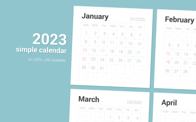 Eenvoudige kalender 2023 [zondag]