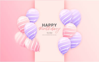 Happy birthday congratulations banner design with Colorful balloons  birthday background concept