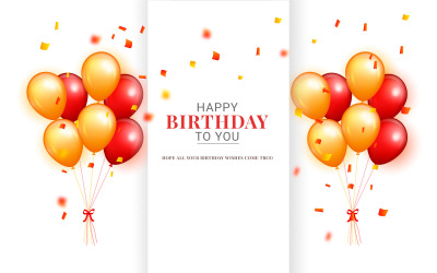 Birthday congratulations template design with Colorful balloon  birthday background concept
