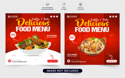Cartel de menú de comida especial para marketing digital.