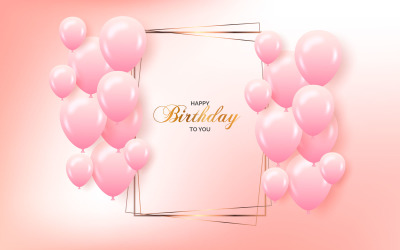 Design de modelo de parabéns de aniversário com designs de plano de fundo de aniversário de balão
