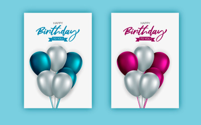 Disegno del modello di congratulazioni di buon compleanno con priorità bassa di compleanno di palloncini