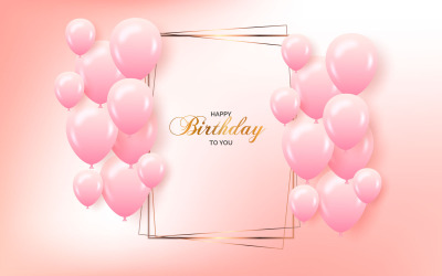 Disegno del modello di congratulazioni di compleanno con disegni di sfondo di compleanno a palloncino