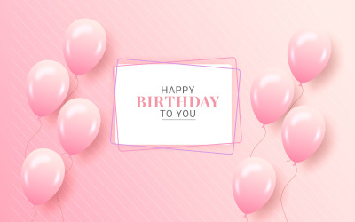 Disegno del modello di congratulazioni di compleanno con sfondo di compleanno a palloncino