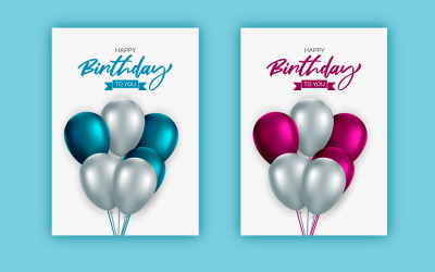 Дизайн шаблона поздравления с днем рождения с воздушными шарами на фоне дня рождения