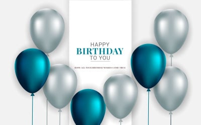 Happy Birthday congratulations template design with Colorful balloon  birthday background