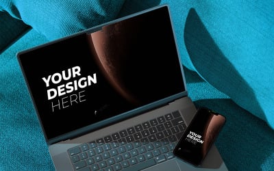 Modelo PSD de maquete de laptop e smartphone