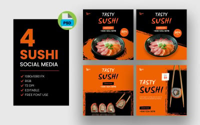Pacote de postagem no facebook de sushi japonês