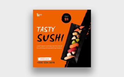Publicación de facebook de sushi de comida asiática
