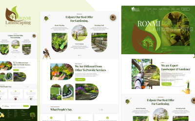 Шаблон ландшафтного дизайнера Ronmi — пользовательский интерфейс Adobe Photoshop PSD