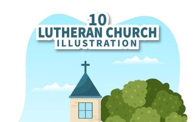 10 Kościół luterański i ilustracja pastora