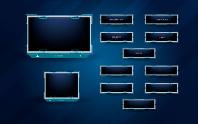 Paquete de superposición de transmisión de Twitch que incluye superposición de cámara frontal, fuera de línea, diseño y panel de contracción