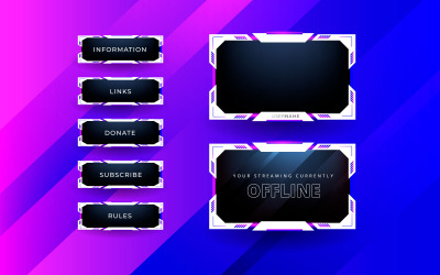 Live-Streaming-Bildschirmpanel-Overlay-Designvorlagenthema. Entwurf