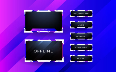 Live-Streaming-Screen-Panel-Overlay-Designvorlagenthema. Live-Video-Vektor