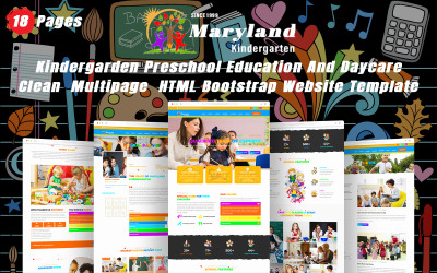 Maryland Kindergarden Istruzione prescolare e asilo nido Modello di sito Web Bootstrap HTML multipagina
