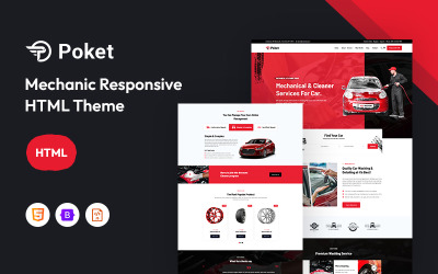 Poket - Modello di sito Web reattivo per automobili e meccanici