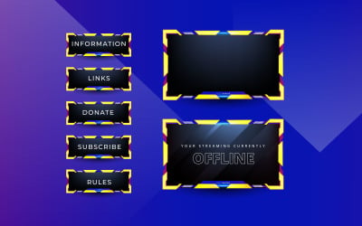 Streaming screen panel overlay design template theme. Live video, online stream live