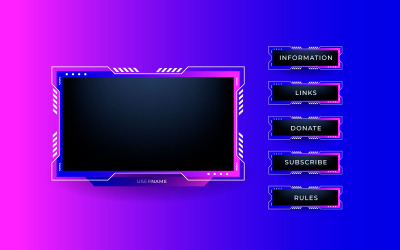 Tema de plantilla de diseño de superposición de panel de pantalla de transmisión. Video en vivo, diseño de transmisión en línea