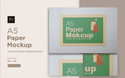 A5 Paper Mockups With grey Background