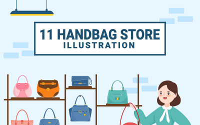 11 illustrazione del design del negozio di borsette