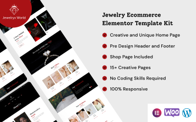 Jewelryx - Kit de plantilla Elementor de comercio electrónico de joyería