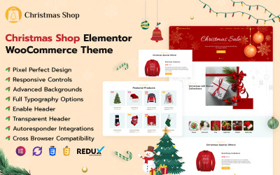 Рождественский магазин Elementor WooCommerce шаблон