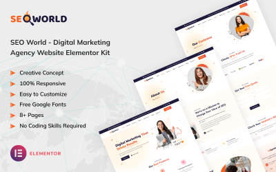 SEO World - Kit d&amp;#39;éléments de site Web d&amp;#39;agence de marketing numérique