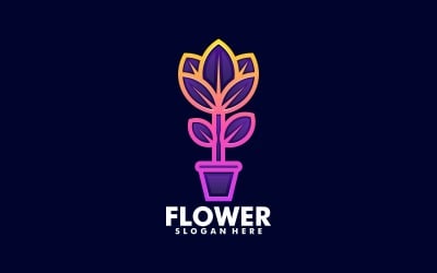 Flower Gradient Line Art Logo