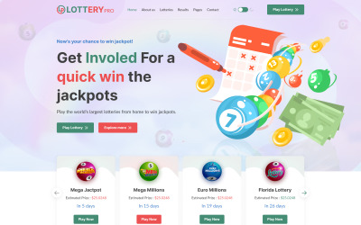 Lotterypro - HTML šablona online loterie a loterijní platformy
