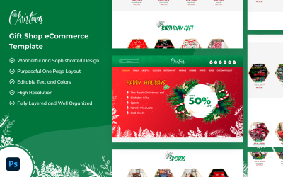 Modèle PSD de boutique de cadeaux de Noël pour le commerce électronique