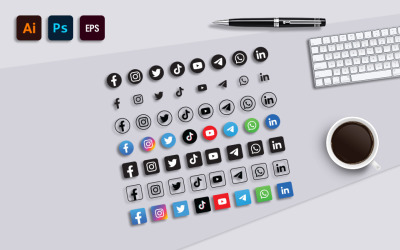 Morden Social Media Icons Set - Social Media Icoon BUNDEL