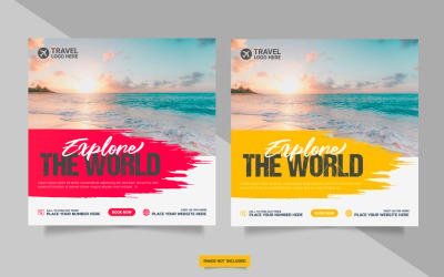 Reizen vakantie vakantie sociale media post web reizen agentschap sjabloonontwerp vector