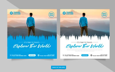 Vettore viaggio vacanza vacanza social media post stile banner web