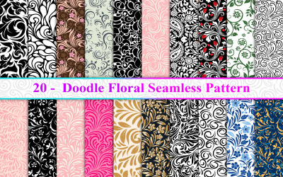 Doodle padrão floral sem costura, padrão ondulado sem costura