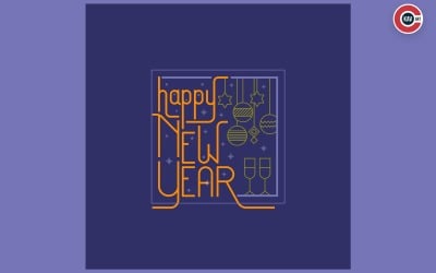 Felice anno nuovo opera d&amp;#39;arte di testo per il modello di post design dei social media - 00009