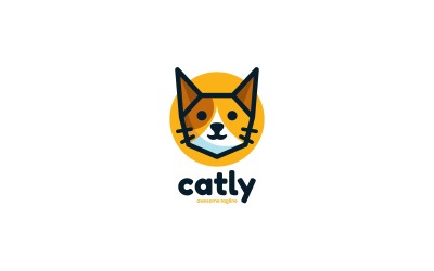 Katzen-einfaches Maskottchen-Logo-Stil 1