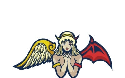 Modèle de logo ange demi-démon
