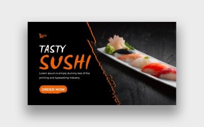 Modèle de miniature YouTube de sushi moderne