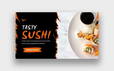 Modern voedsel Sushi Video Miniatuurontwerp