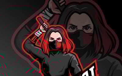 Samuray Bayan Esport Logo Şablonları