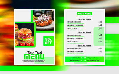 Modèles de conception prêts à imprimer pour le menu du restaurant Fast Food Flyer
