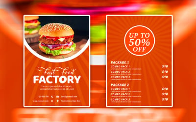 Restuarant&#039;s Fast Food Factory Flyer Print-Ready Design Templates