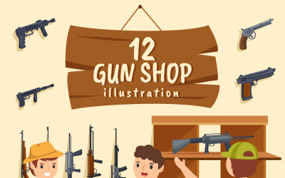 12 Waffengeschäft oder Jagdillustration