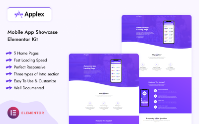 Applex – набір Elementor Showcase Mobile App