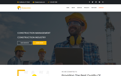 Koncrete - Modèle HTML d&amp;#39;atterrissage de construction