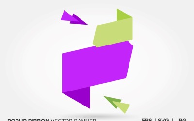 Light Green And Purple Color Popup Ribbon Vector Banner
